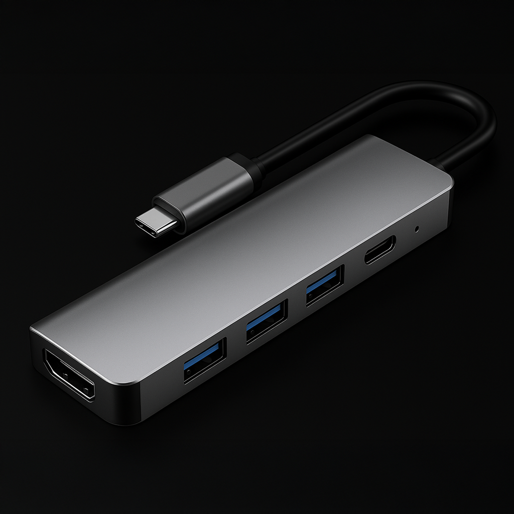 HUB NOVA FAA382CU001C 5 EN 1 USB-C 1 PUERTO USB-A 3.0 2 PUERTOS USB-A 2.0 1 PUERTO USB-C Y 1 PUERTO HDMI 4K PLATEADO